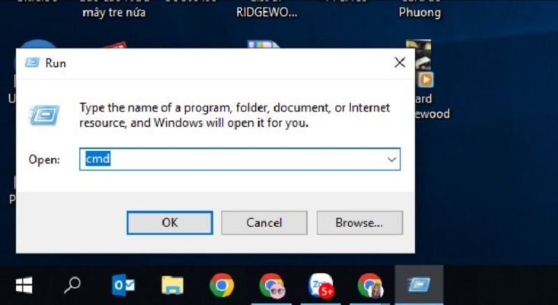 Mở cửa sổ lệnh Run