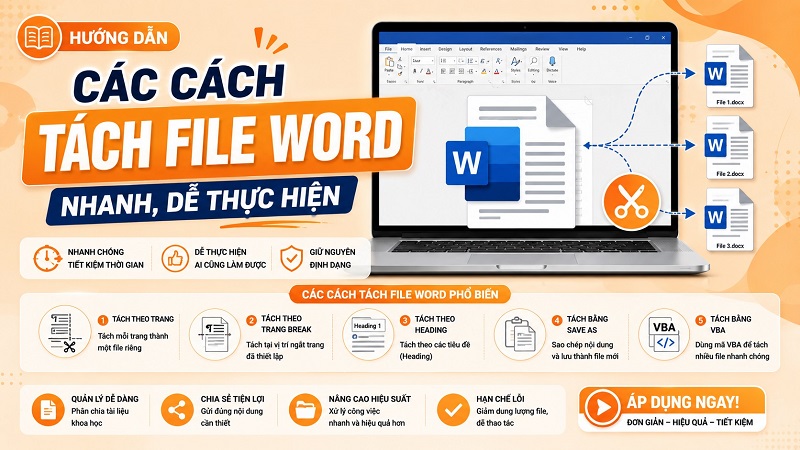Hướng dẫn các cách tách file Word nhanh, dễ thực hiện