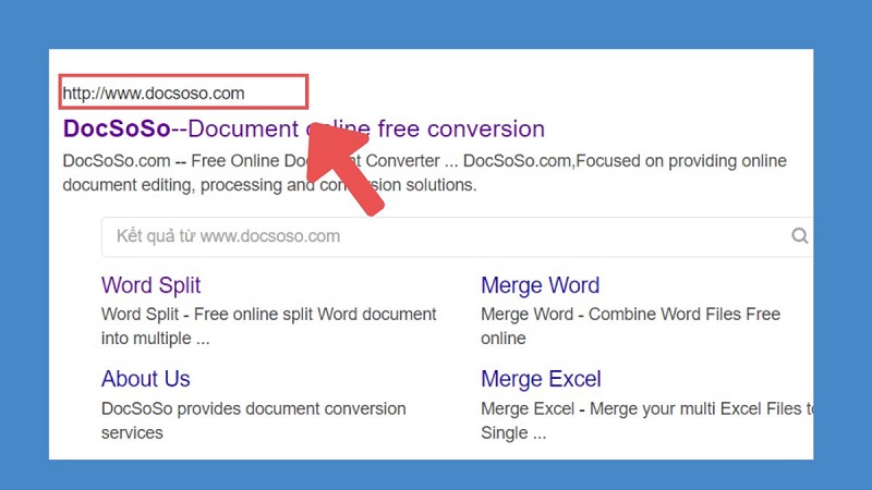 Truy cập trang web Docsoso để tách file Word trực tuyến miễn phí