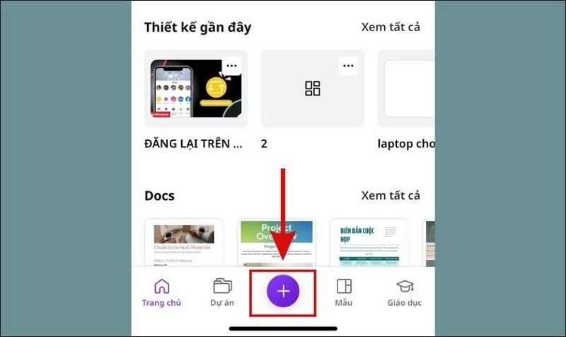 Chọn vào biểu tượng dấu cộng màu tím