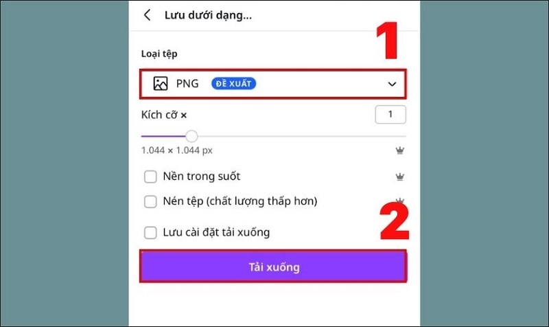 Nhấn nút Tải xuống