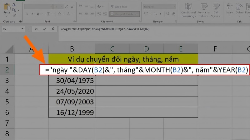 Chuyển ngày tháng năm từ số sang chữ trong Excel bằng công thức nối chuỗi Chuyển ngày tháng năm từ số sang chữ trong Excel bằng công thức nối chuỗi