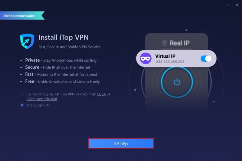Nhấn vào nút Kế tiếp