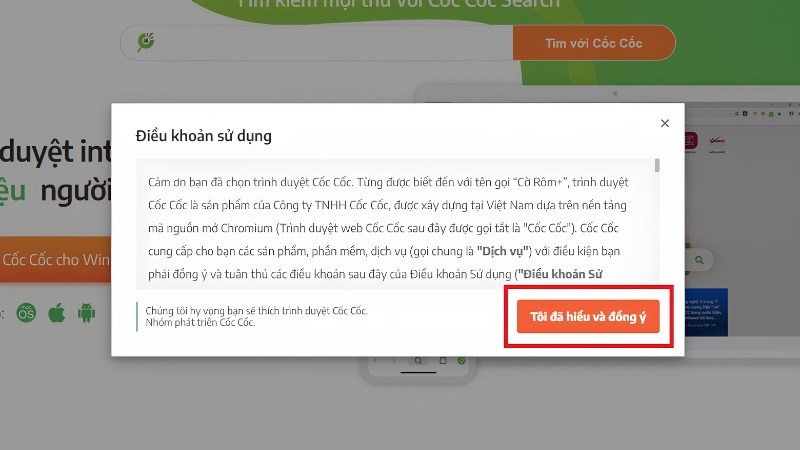 Nhấn vào "Tôi đã hiểu và đồng ý"