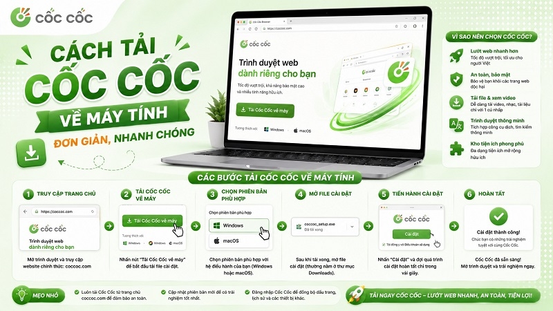 Cách tải Cốc Cốc về máy tính đơn giản, nhanh chóng