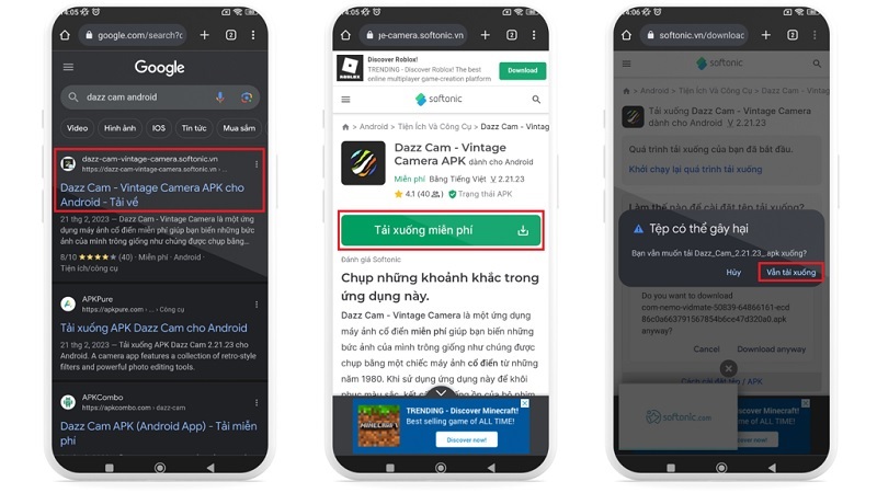 Nhấn vào nút Vẫn tải xuống