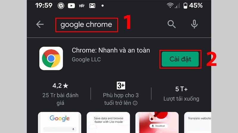 Cách tải google chrome cho android