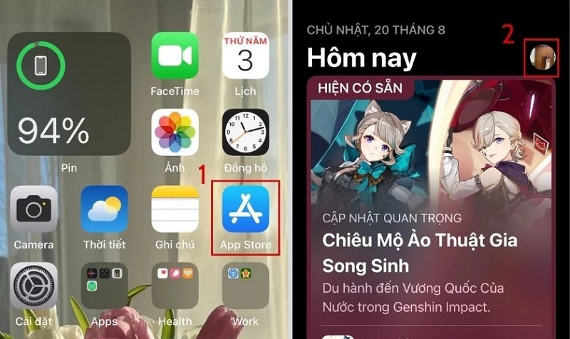 Mở App Store lên trên điện thoại