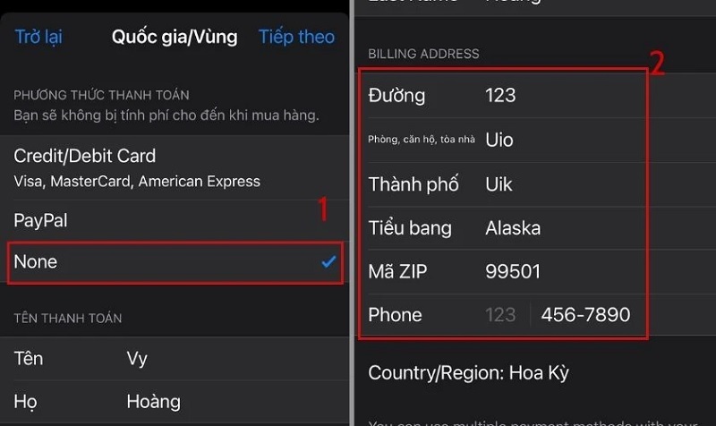 Nhập vào các thông tin liên quan