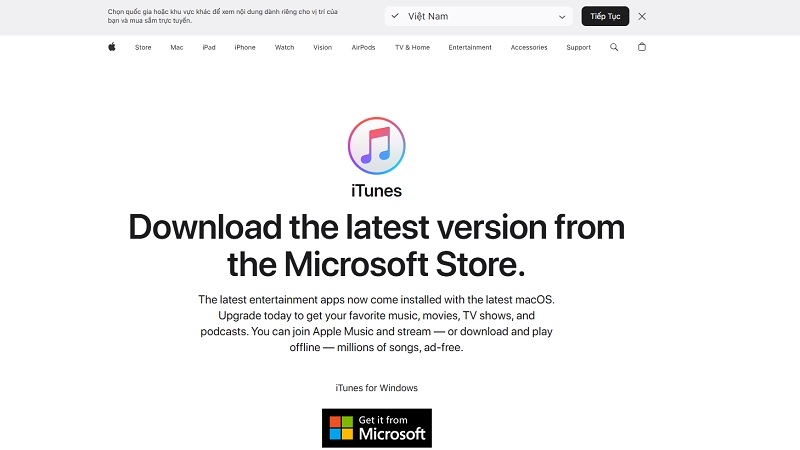 Trang tải iTunes chính thức từ Apple dành cho máy tính Windows bước 1 Trang tải iTunes chính thức từ Apple dành cho máy tính Windows bước 1