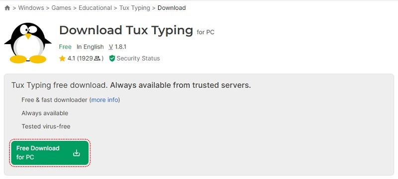 Tải Tux Typing cho máy tính Windows