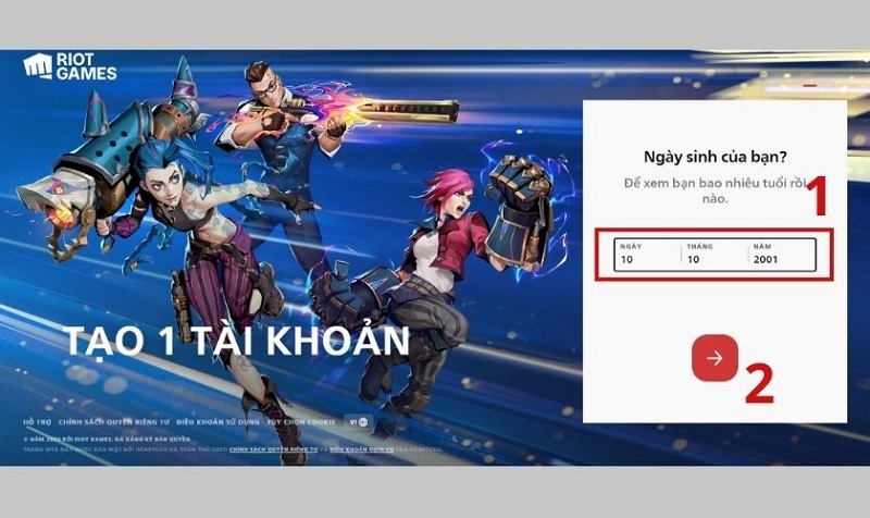 Nhập thông tin ngày tháng năm sinh