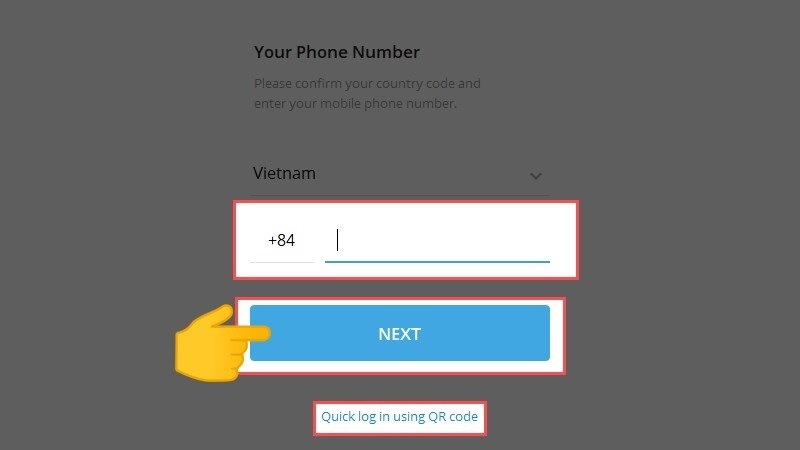 Bạn nhập số điện thoại vào