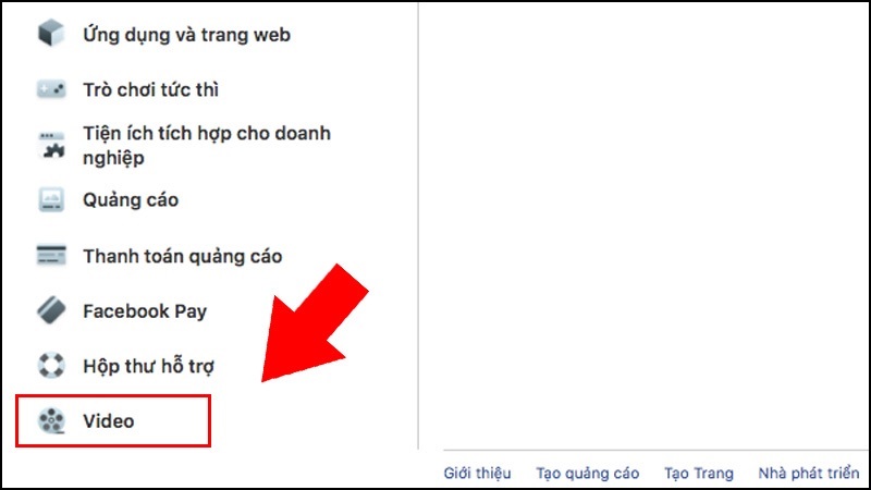 Chọn vào mục Video