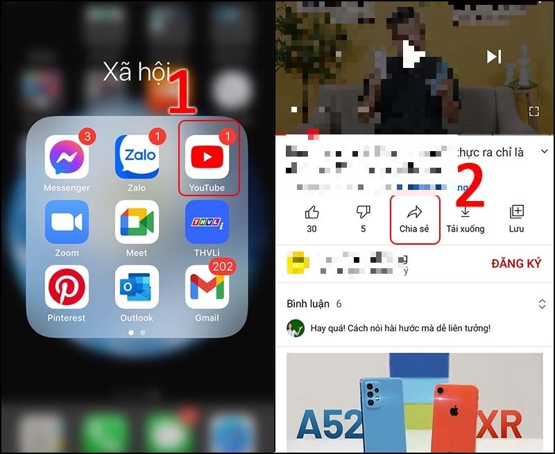 Nhấn vào biểu tượng Chia sẻ