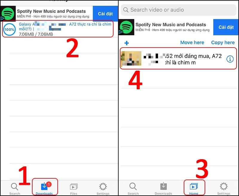 Chọn vào video muốn xem