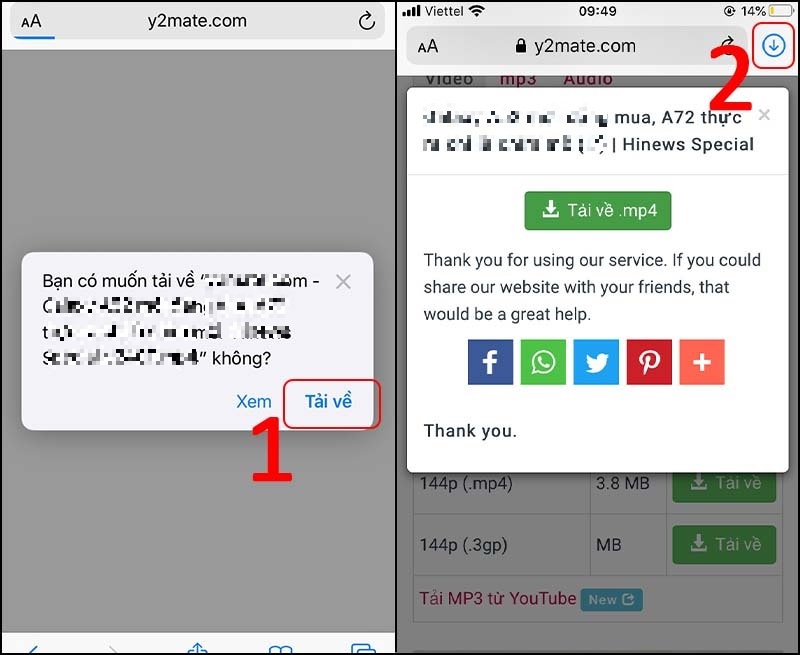 Nhấn vào biểu tượng Tải xuống