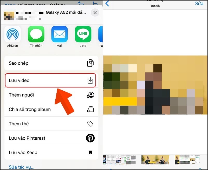 Chọn vào mục Lưu video