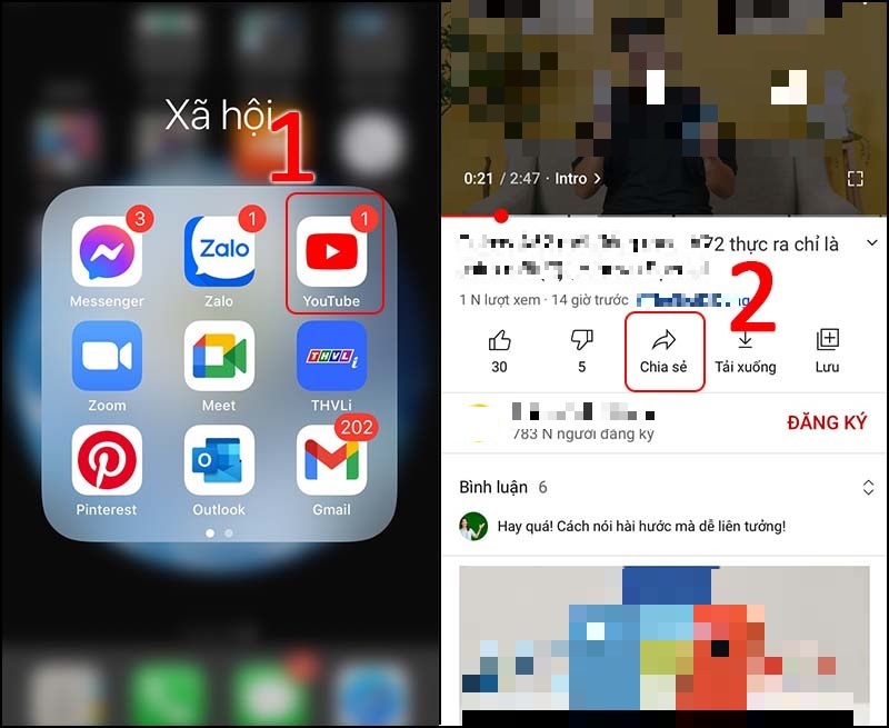 Nhấn vào biểu tượng Chia sẻ