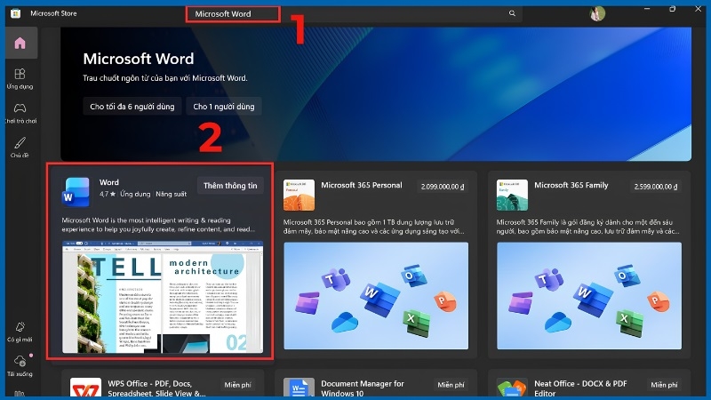 Cách tải Word qua Microsoft Store Cách tải Word qua Microsoft Store