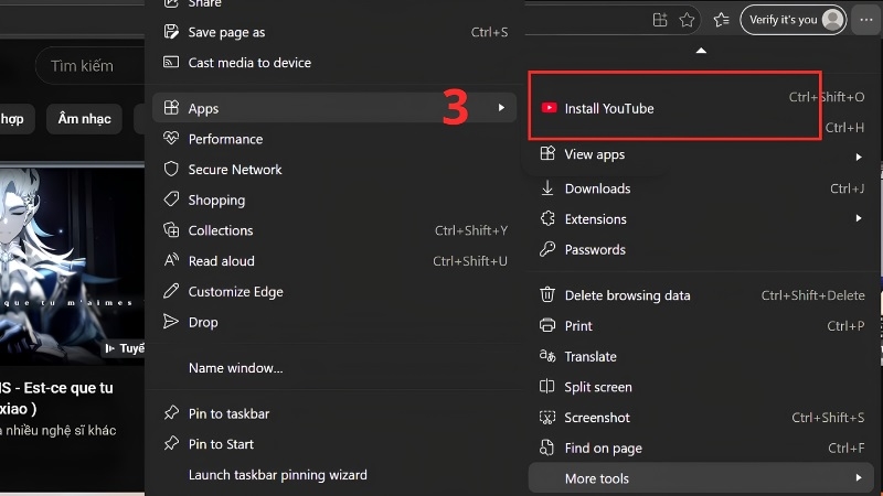 Cài youtube làm ứng dụng trên edge windows 11 Cài youtube làm ứng dụng trên edge windows 11