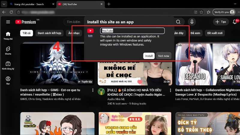 Đặt tên cài đặt youtube edge windows 11 Đặt tên cài đặt youtube edge windows 11