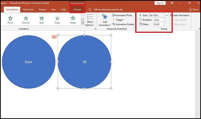 Chọn On Click ở tùy chọn Start