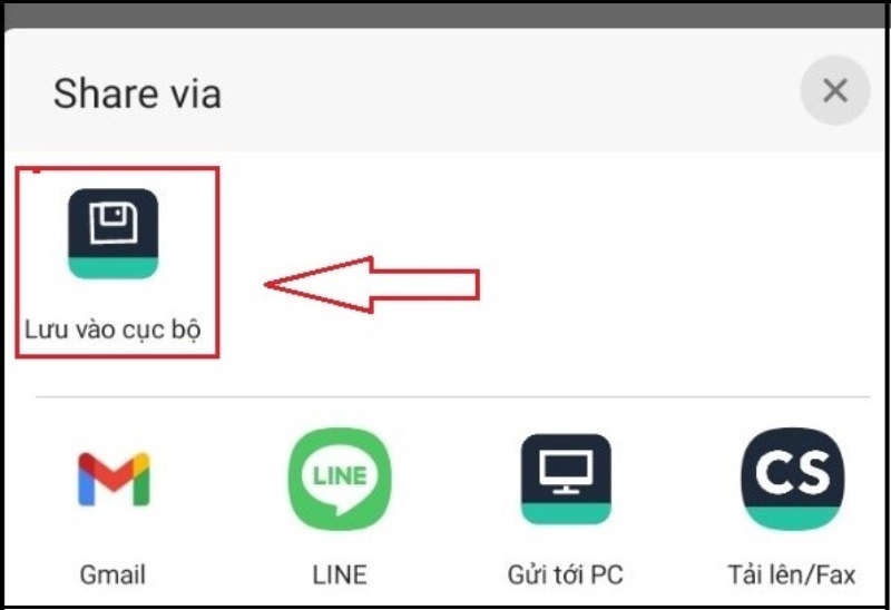 Chọn vào mục Lưu vào cục bộ