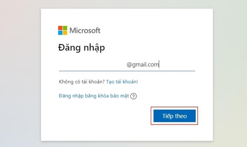 Nhấn nút Tiếp theo