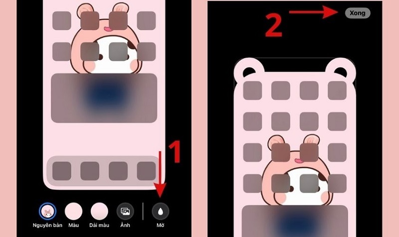 Nhấn nút Xong để hoàn thành quá trình cài hình nền tai thỏ cho iPhone