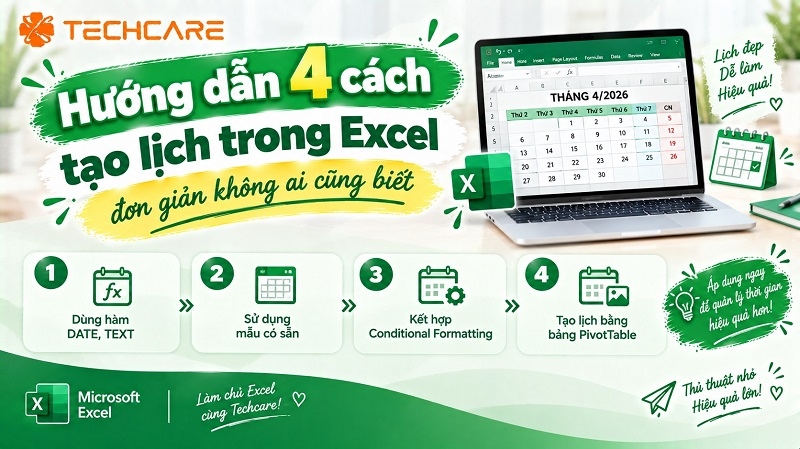 Hướng dẫn 4 cách tạo lịch trong Excel đơn giản không ai cũng biết