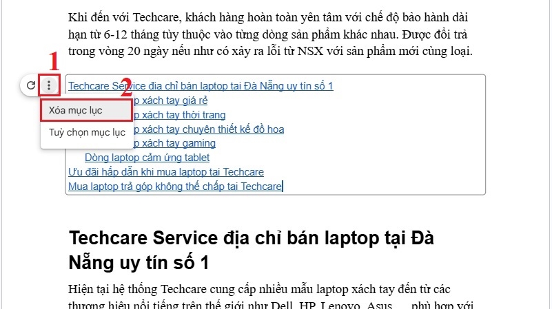 Xóa mục lục trong Google Docs Xóa mục lục trong Google Docs