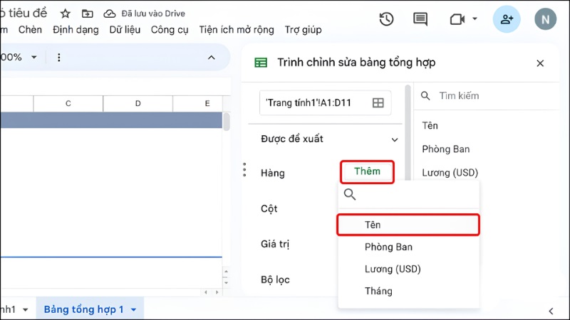 Bấm nút Thêm ở mục Hàng Bấm nút Thêm ở mục Hàng
