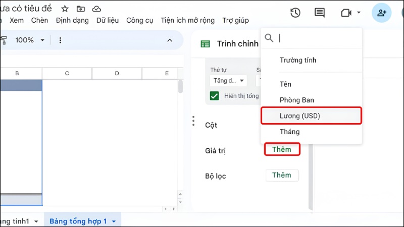 Bấm nút Thêm ở mục Giá trị Bấm nút Thêm ở mục Giá trị