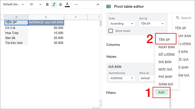 Thêm bộ lọc cho Pivot Table Thêm bộ lọc cho Pivot Table