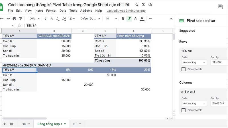 Tạo nhiều bảng Pivot Table trên cùng một trang bước 2 Tạo nhiều bảng Pivot Table trên cùng một trang bước 2