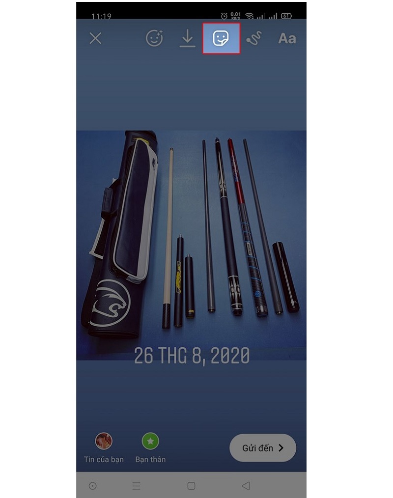 Chọn vào biểu tượng nhãn dán