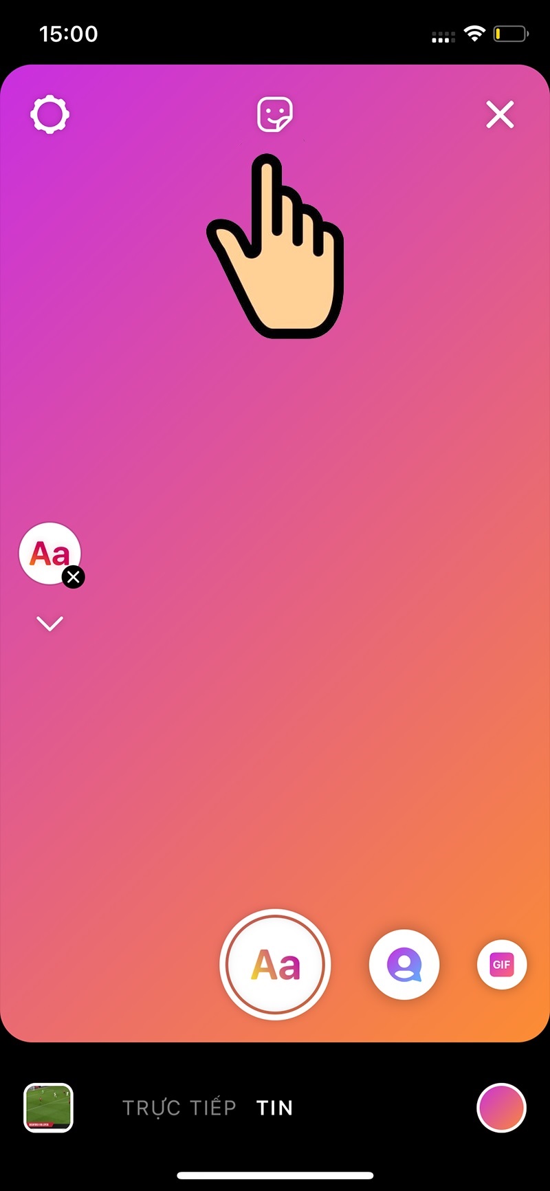 Chọn vào biểu tượng sticker