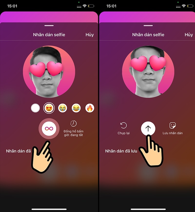 Nhấn vào mục Lưu nhãn dán