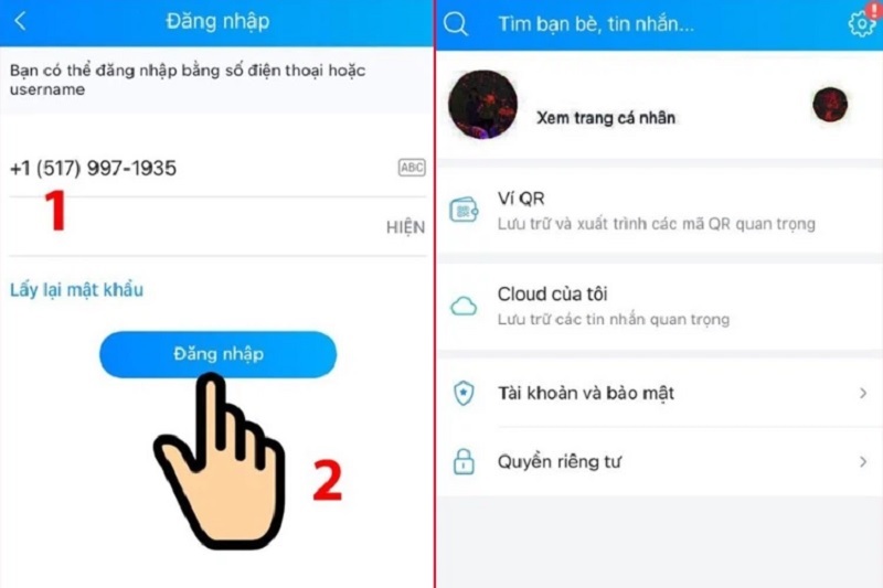 Nhấn nút Đăng nhập