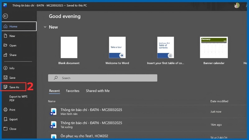 Lưu file Word thành bản sao mới để chỉnh sửa bước 2 Lưu file Word thành bản sao mới để chỉnh sửa bước 2