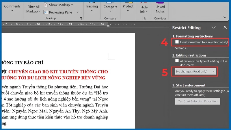 Nút Stop Protection trong Restrict Editing của Word bước 3 Nút Stop Protection trong Restrict Editing của Word bước 3
