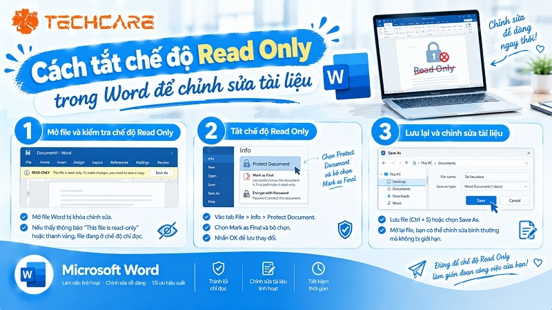 Cách tắt chế độ Read Only trong Word để chỉnh sửa tài liệu