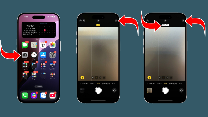 Cách tắt Live Photo trực tiếp khi chụp ảnh