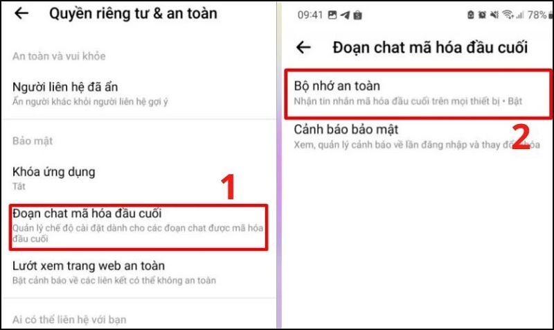 Chọn Bộ nhớ an toàn