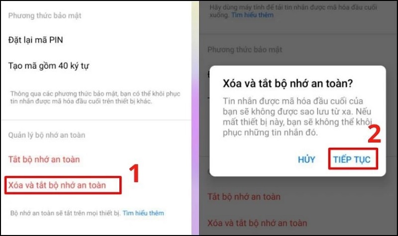 Nhấn vào nút Tiếp tục