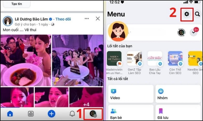 Chọn vào biểu tượng Cài đặt