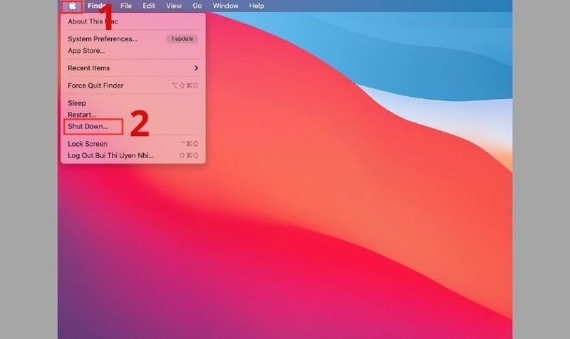 Chọn vào mục Shut Down
