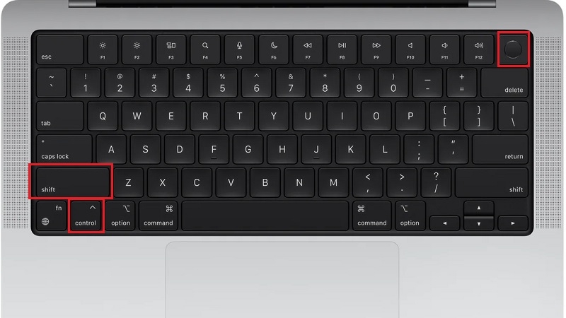Nhấn Control Shift và nút nguồn để tắt màn hình MacBook