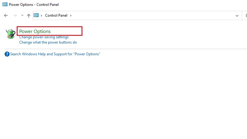 Vào mục Power Options